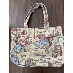 Trader Joes Reusable Canvas Shopping Bag Tote Baking Kitchen 18" Grocery